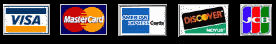 Visa, Mastercard, American Express, Discover, and JCB